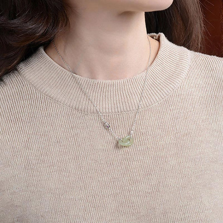 925 Sterling Silver Round Jade Luck Prosperity Necklace Chain Pendant - image 8