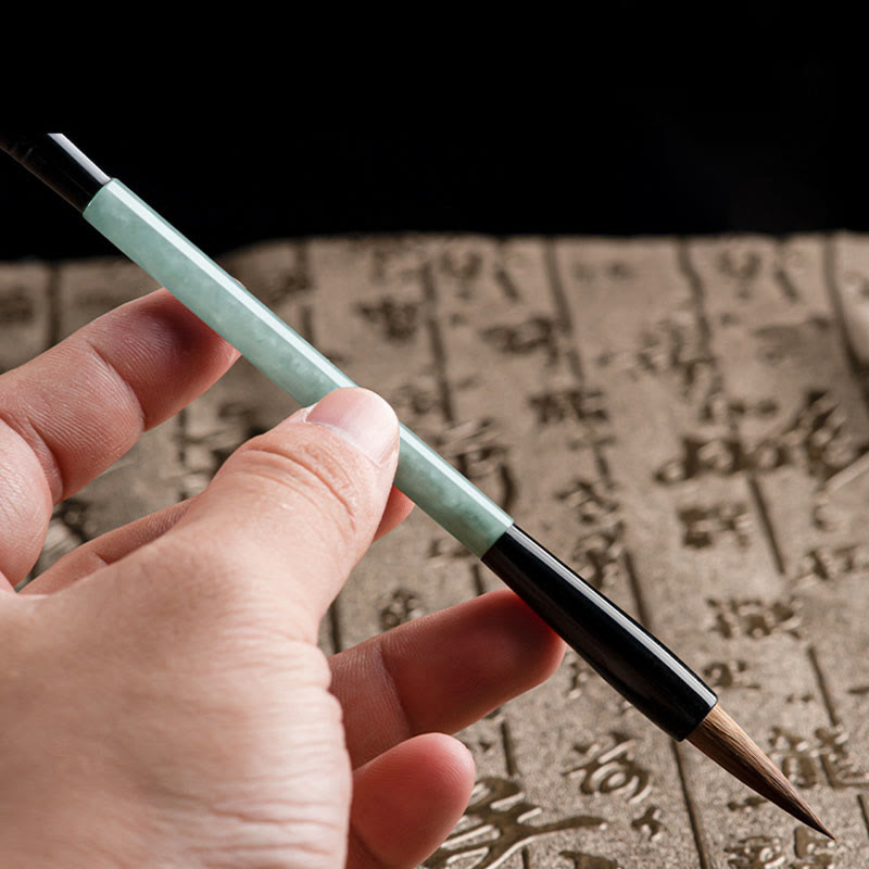 Buddha Stones Natural Jade Luck Chinese Calligraphy Brush Pen Chinese Writing Brush With Gift Box - image 4
