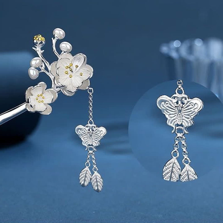 Buddha Stones Plum Blossom Butterfly Love Tassel Hairpin - image 7