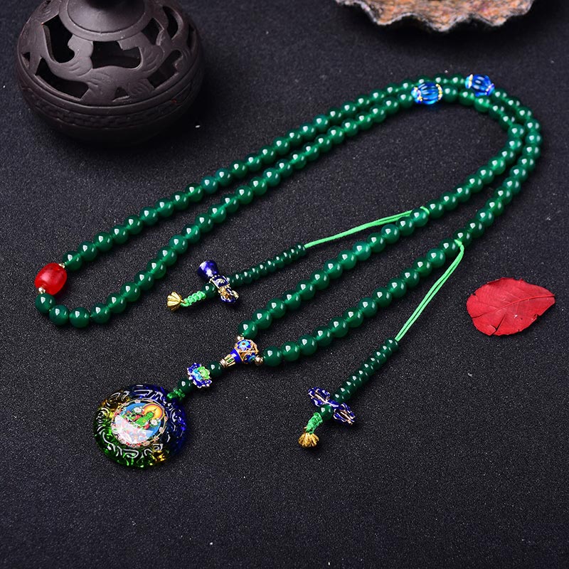 108 Mala Beads Natural Green Agate Bodhisattva Green Tara Manifestation Charm Bracelet - image 3