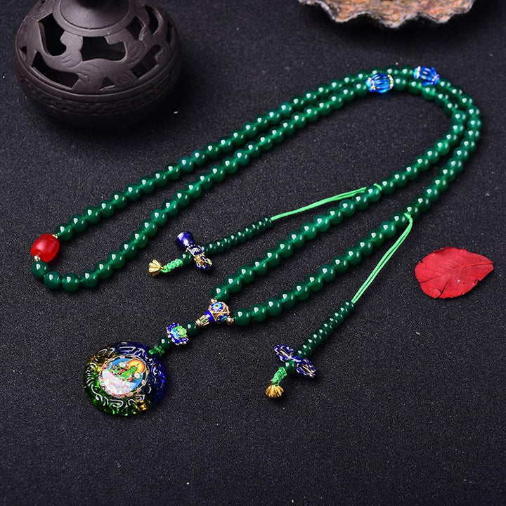 108 Mala Beads Natural Green Agate Bodhisattva Green Tara Manifestation Charm Bracelet - image 3