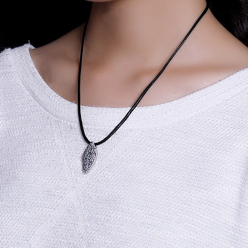 Buddha Stones Tibetan 925 Sterling Silver Om Mani Padme Hum Dorje Vajra Engraved Strength Necklace Pendant - image 4