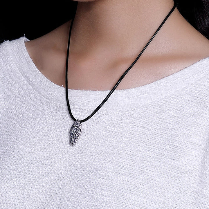 Buddha Stones Tibetan 925 Sterling Silver Om Mani Padme Hum Dorje Vajra Engraved Strength Necklace Pendant - image 4