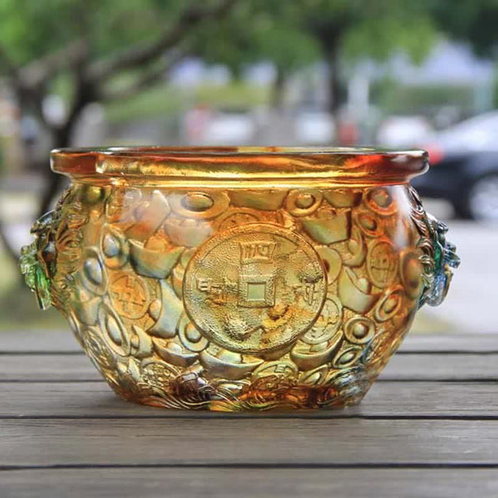 Handmade Liuli Crystal Treasure Bowl Art Piece Home Decoration - image 11