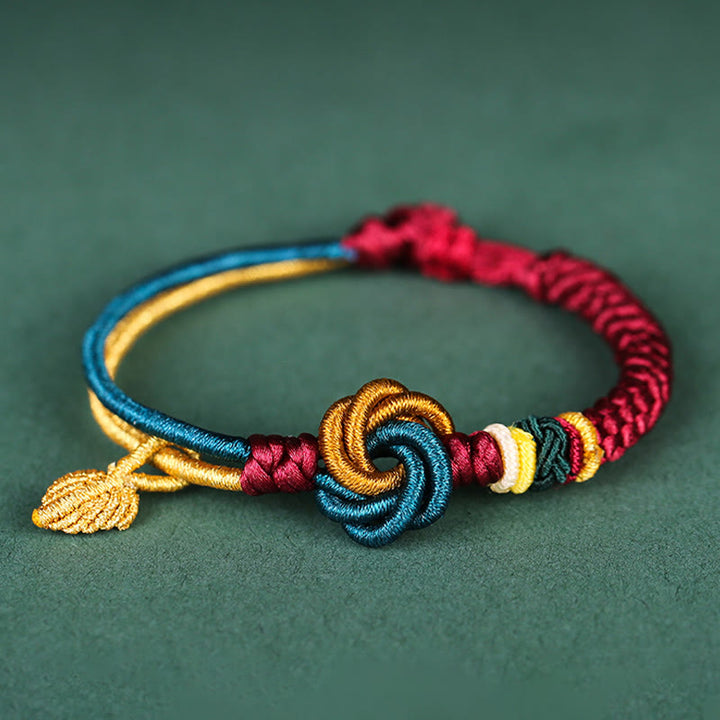 Buddha Stones Tibetan Handmade Mandala Knot Leaf Luck Rope Bracelet - image 0