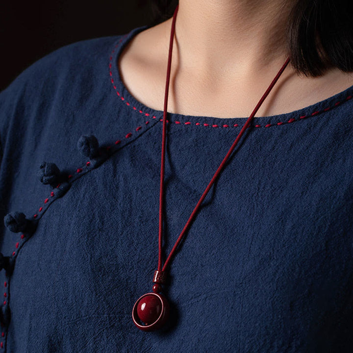 Buddha Stones Cinnabar Om Mani Padme Hum PiXiu Blessing Lucky Bead Necklace Pendant - image 8