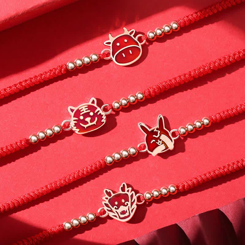 Buddha Stones 925 Sterling Silver Chinese Zodiac Luck Faith Discolor Red String Bracelet - image 20