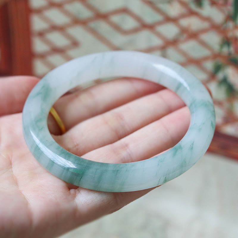 Buddha Stones Natural Jade Luck Prosperity Bangle Bracelet - 58mm - image 1