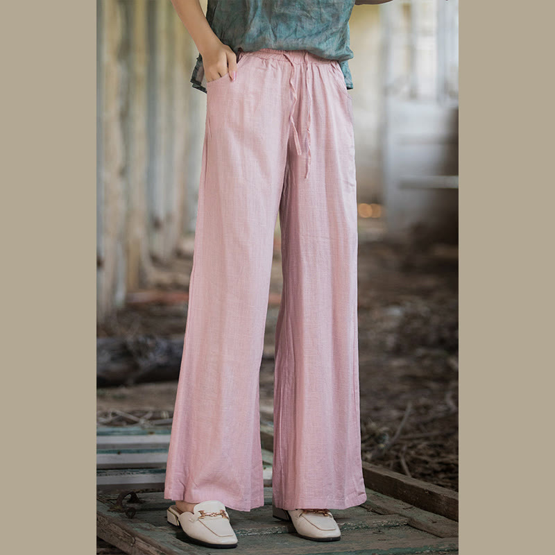 Buddha Stones Plain Wide Leg Pants Dance Women's Yoga Pants With Pockets