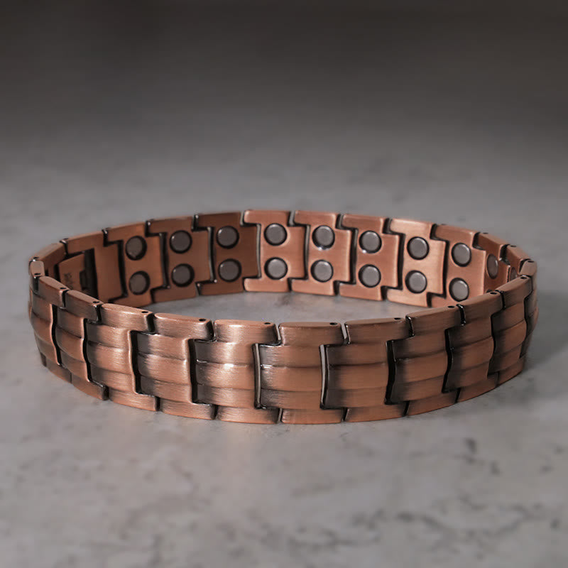 Vintage Magnetic Solid Copper Cuff Bracelet Bangle - image 2