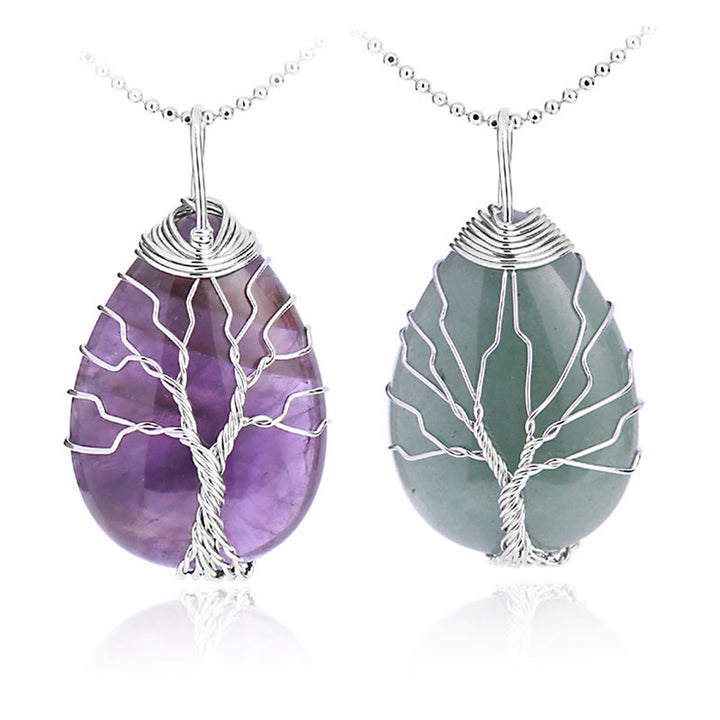 Buddha Stones Natural Quartz Crystal Tree Of Life Healing Energy Necklace Pendant - image 29