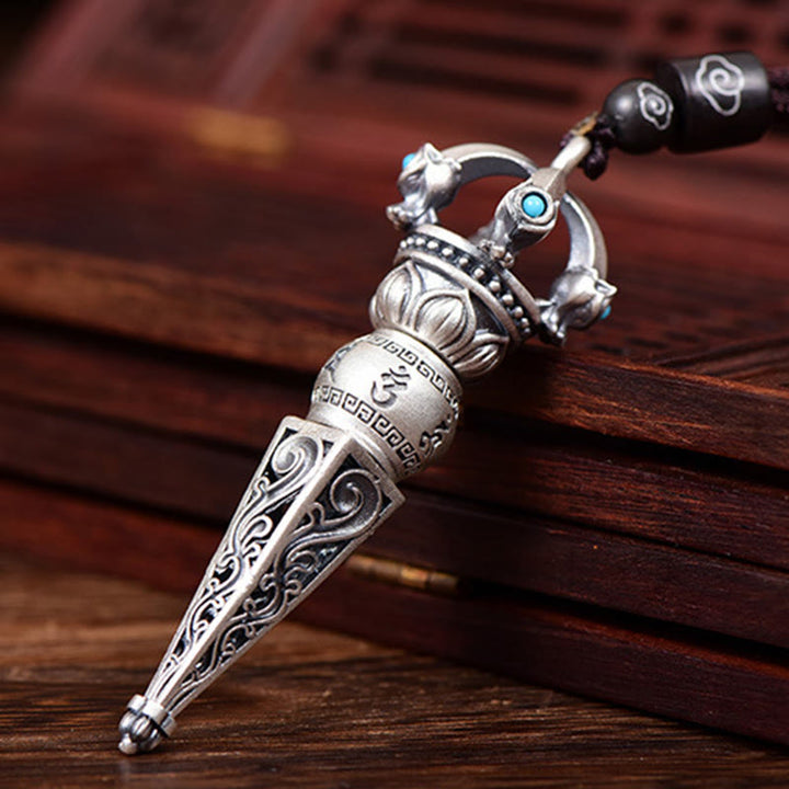Buddha Stones Tibetan Om Mani Padme Hum Dorje Vajra Design Wisdom Rotatable Necklace Pendant - image 3