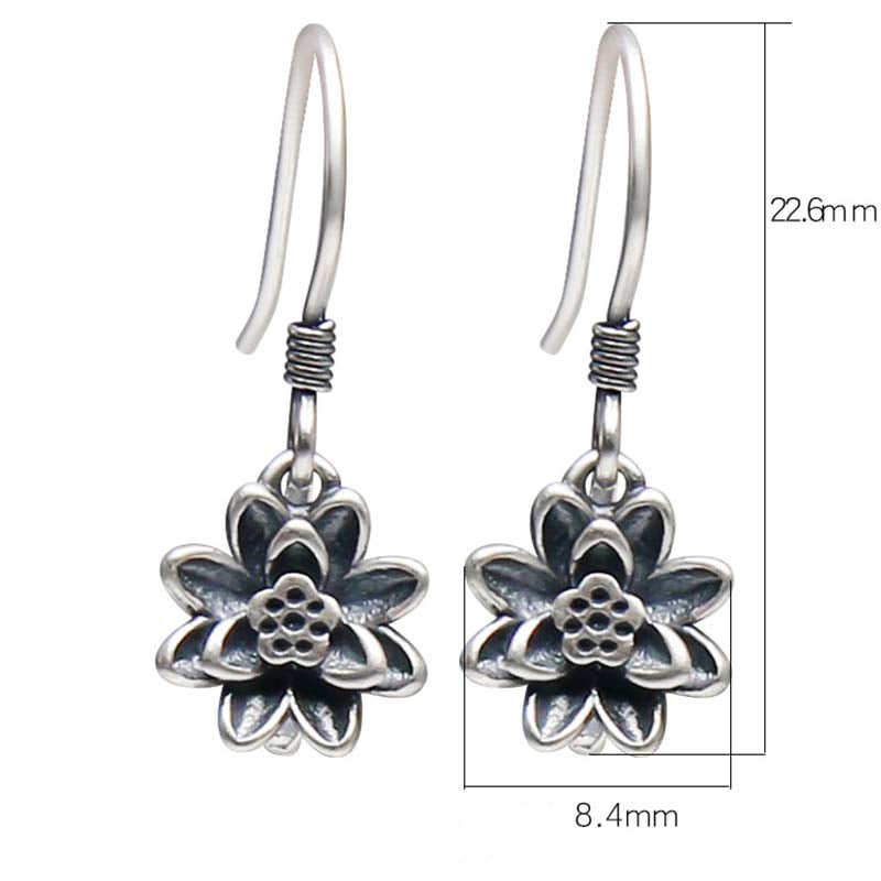 925 Sterling Silver Lotus Flower Enlightenment Earrings - image 6