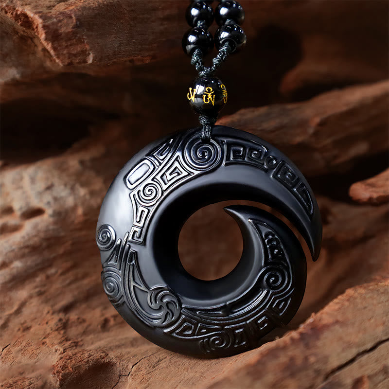 Tibetan Obsidian Protection Necklace – Japanese Jewelry Tibetan Obsidian Protection Necklace – Japanese Jewelry