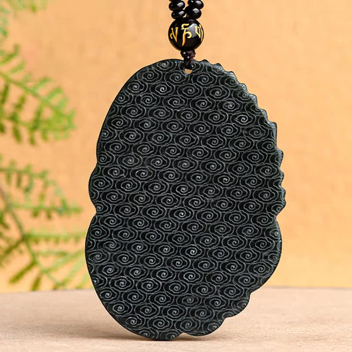 Hetian Cyan Jade Dragon Success Harmony Necklace Beaded String Pendant - image 10