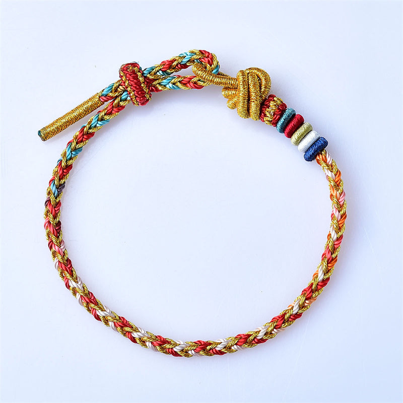 Buddha Stones Handcrafted Colorful Gold Healing Braid Rope Bracelet