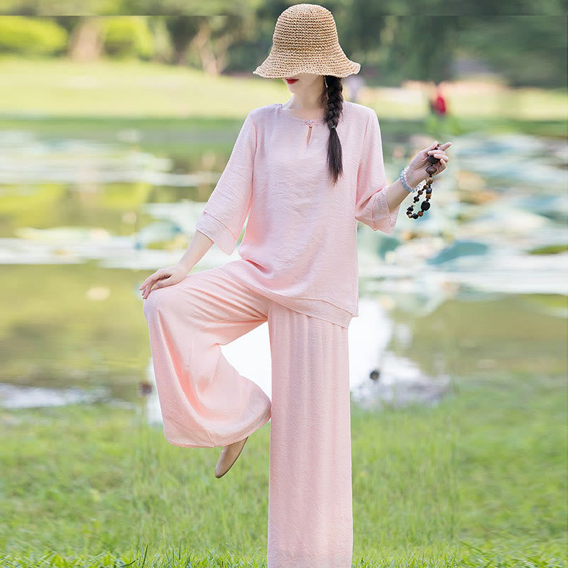 Tai Chi Meditation Prayer Zen Spiritual Morning Practice Clothing Women's Set - image 19