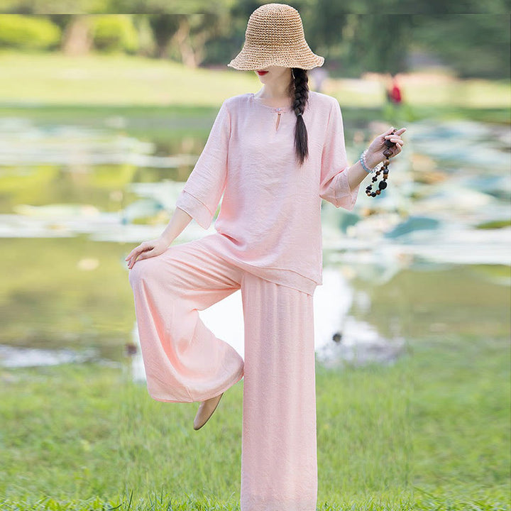 Tai Chi Meditation Prayer Zen Spiritual Morning Practice Clothing Women's Set - image 19