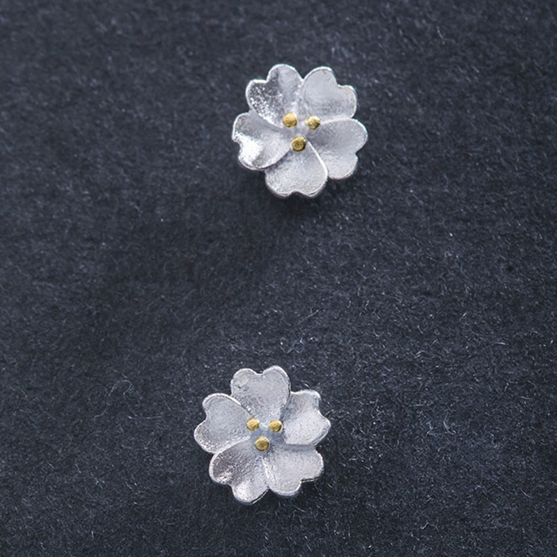 Buddha Stones 925 Sterling Silver Cherry Blossoms Floral Calm Stud Earrings - image 6