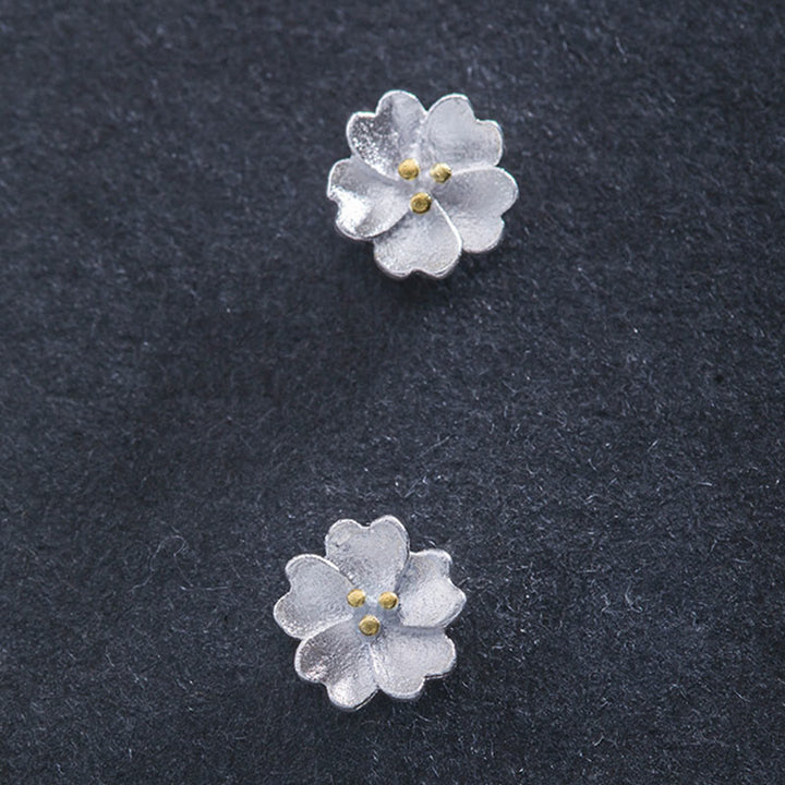 Buddha Stones 925 Sterling Silver Cherry Blossoms Floral Calm Stud Earrings - image 6