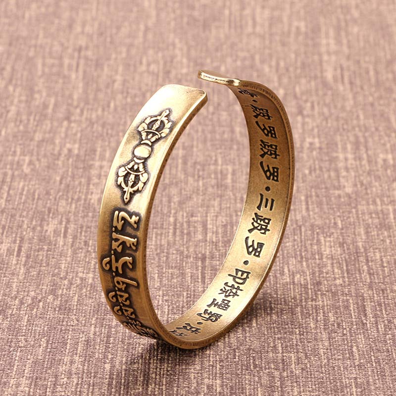 Buddha Stones Tibetan Mahāpratisarā Mantra Sanskrit Copper Brass Healing Bracelet Bangle