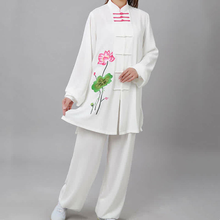 Lotus Flower Leaf Pattern Tai Chi Meditation Prayer Spiritual Zen Practice Clothing Women's Set - image 15