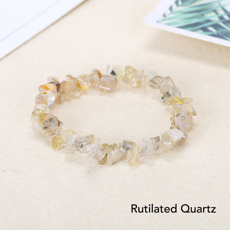 Natural Irregular Shape Crystal Stone Warmth Soothing Bracelet - Rutilated Quartz(Wrist Circumference: 15-18cm) - image 18