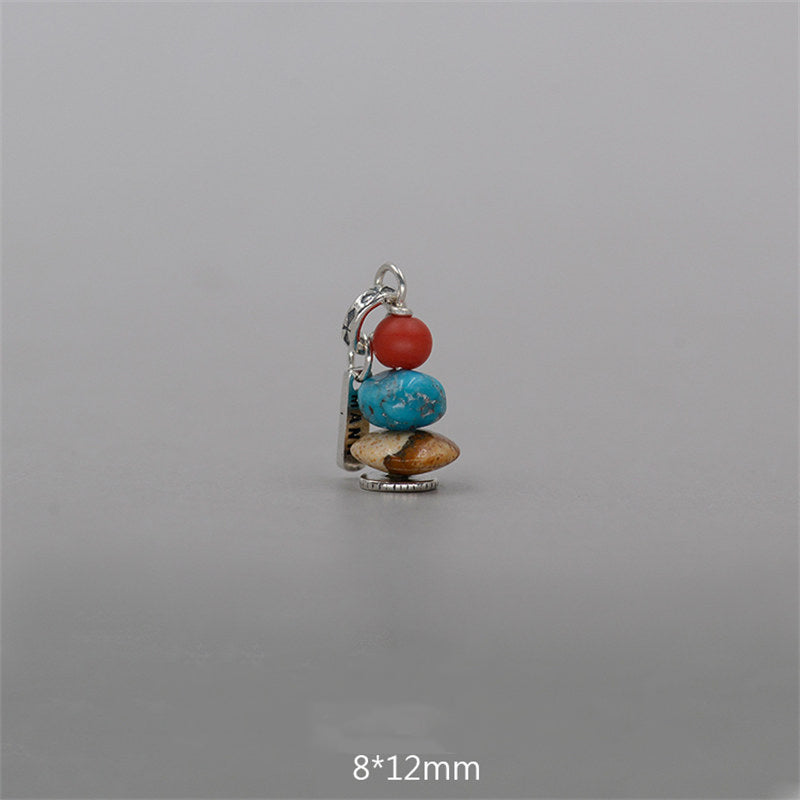 Buddha Stones Zen Cairn Labradorite Various Crystals Calm Pendant Necklace - Red Glass Beads& Turquoise&Landscape Stone Pendant 8*12mm - image 14