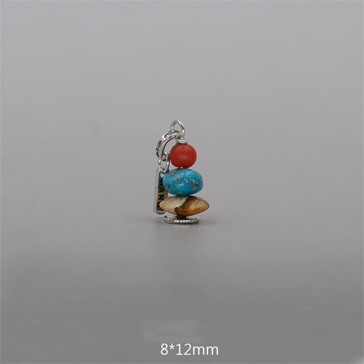 Buddha Stones Zen Cairn Labradorite Various Crystals Calm Pendant Necklace - Red Glass Beads& Turquoise&Landscape Stone Pendant 8*12mm - image 14