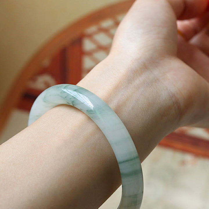 Buddha Stones Natural Jade Luck Prosperity Bangle Bracelet - image 7