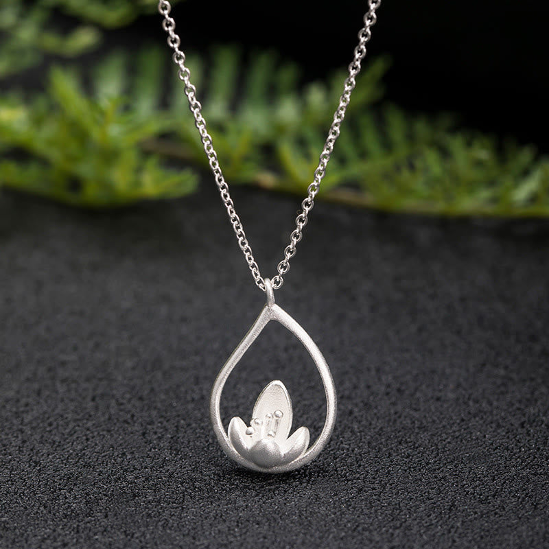 Buddha Stones 925 Sterling Silver Lotus Flower Floral Enlightenment Necklace Pendant - LOTUS(Enlightenment♥New Beginning) - image 1