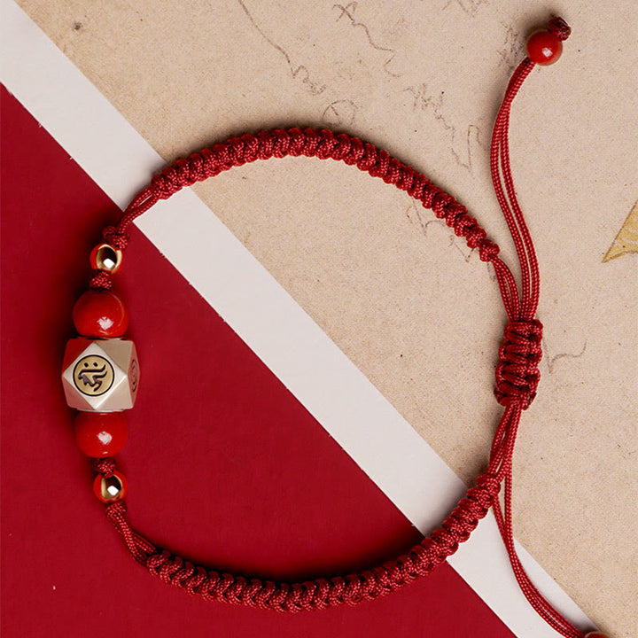Buddha Stones Handmade 925 Sterling Silver Chinese Zodiac Natal Buddha Cinnabar Calm Braided Bracelet - image 1