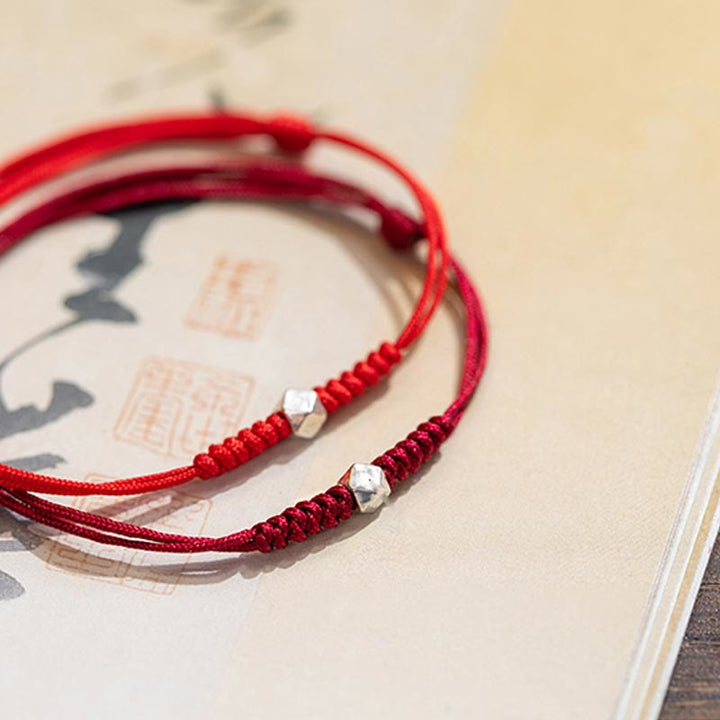 Buddha Stones 925 Sterling Silver Luck Bead Protection Red String Thin Cord Braided Bracelet - image 4