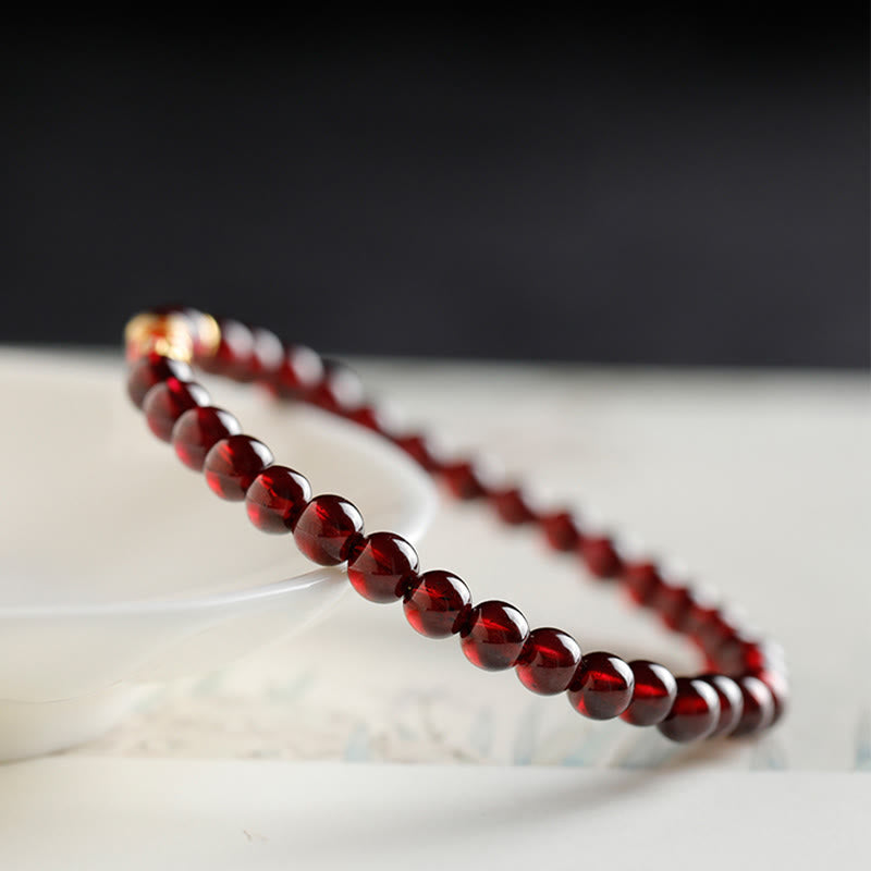 Buddha Stones 999 Gold Koi Fish Natural Garnet Protection Bracelet - image 3