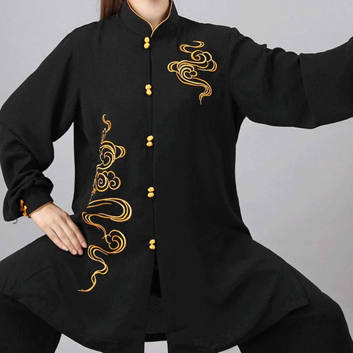 Auspicious Clouds Embroidery Meditation Prayer Spiritual Zen Tai Chi Qigong Practice Unisex Clothing Set