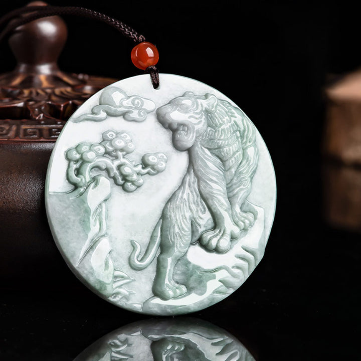 Buddha Stones Chinese Zodiac Tiger Jade Protection Necklace String Pendant - image 6