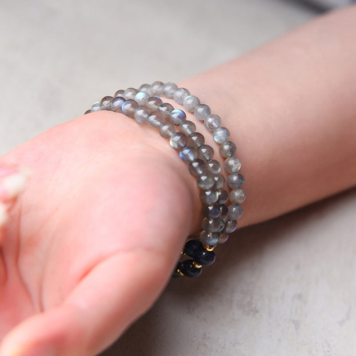 Buddha Stones Moonstone Lazurite Lapis Lazuli Calm Healing Positive Bracelet - image 9