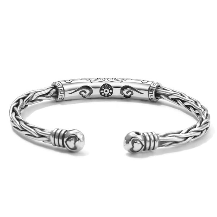 Buddha Stones Tibet Om Mani Padme Hum Engraved Focus Cuff Bracelet Bangle - image 3