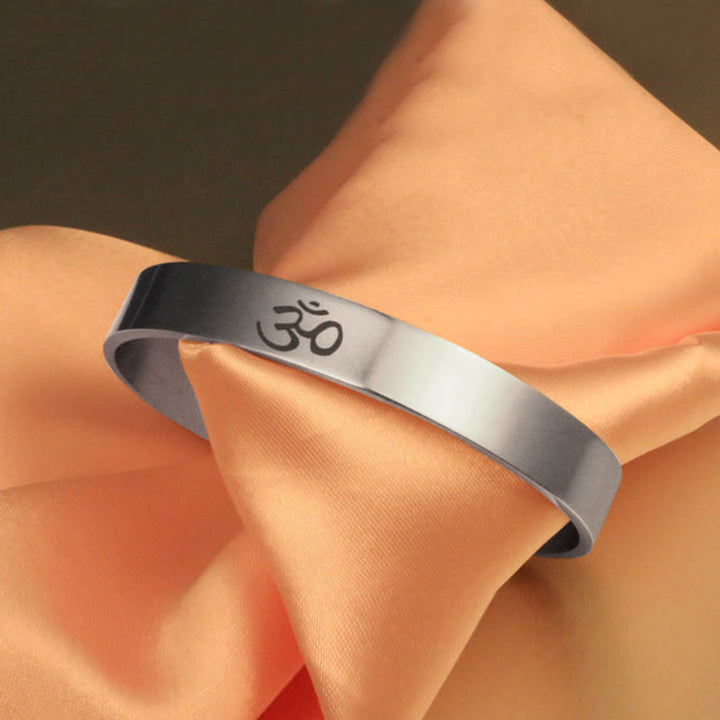 Buddha Stones Tibetan OM Symbol Mindfulness Cuff Bracelet Bangle - image 6