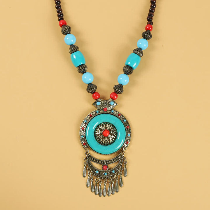 Tibetan Retro Beads Tassel Hair Decoration Hair Accessories - Round Tassel-Blue - image 11