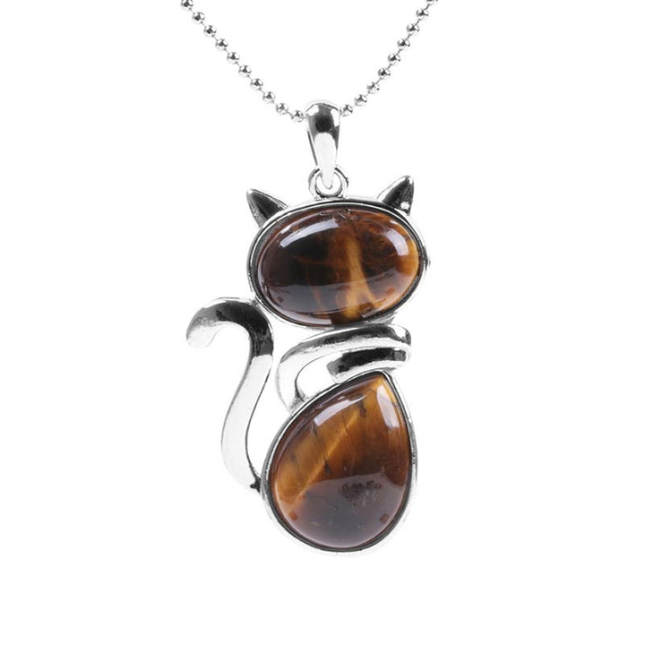 Buddha Stones Cat Pattern Natural Crystal Protection Necklace Pendant - image 16