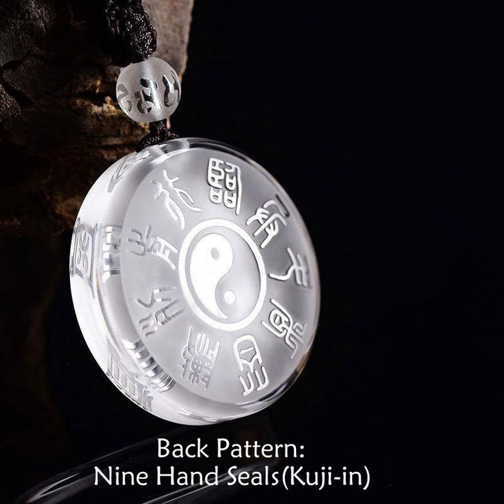 Buddha Stones Taoism Five Sacred Mountains Yin Yang Symbol Liuli Crystal Balance Necklace Pendant Key Chain - image 3
