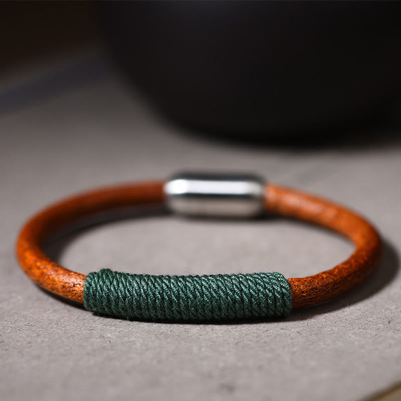 Buddha Stones Tibetan Leather Handmade Five Elements Luck Braid String Buckle Bracelet - image 3