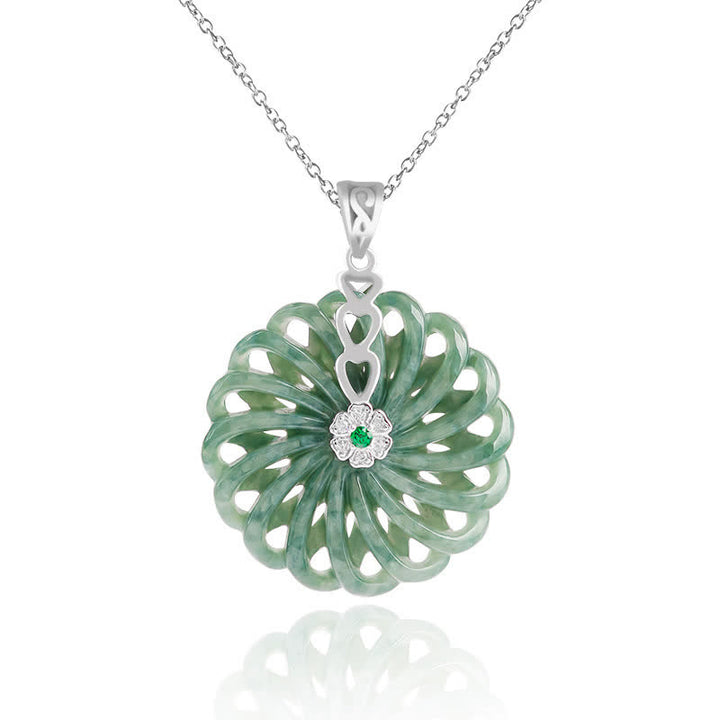 Buddha Stones Natural Round Jade Peace Buckle Abundance Titanium Steel Chain Necklace Pendant - image 5