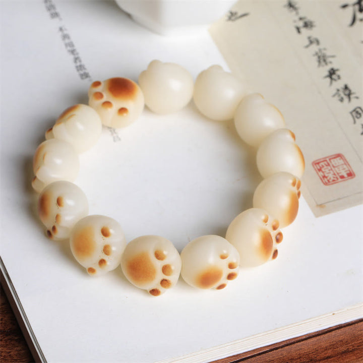 Buddha Stones Cute Cat Paw Claw Bodhi Seed Peace Bracelet - image 2