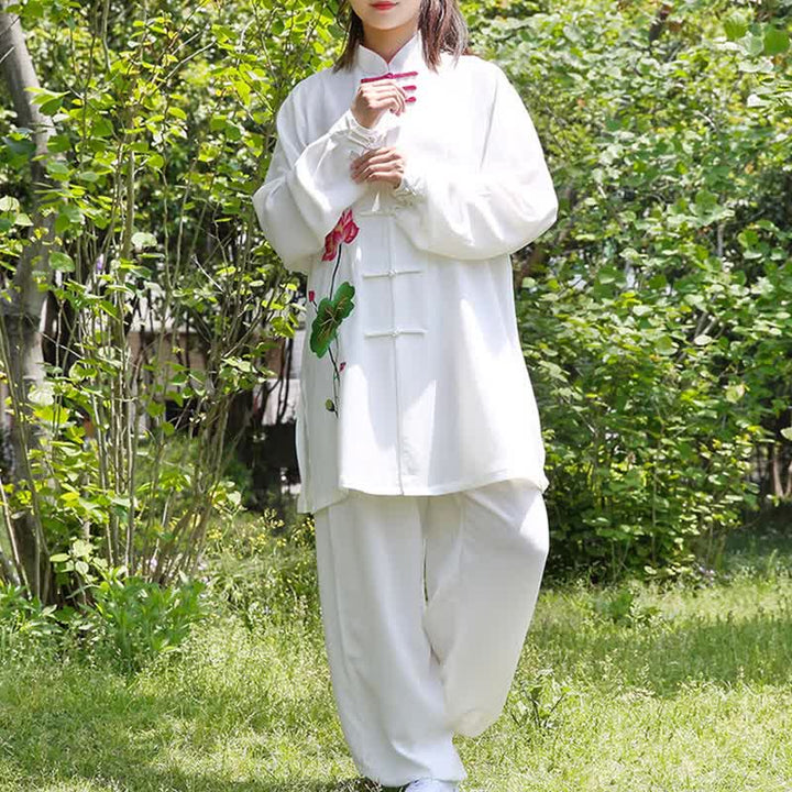Lotus Flower Leaf Pattern Tai Chi Meditation Prayer Spiritual Zen Practice Clothing Women's Set - image 8
