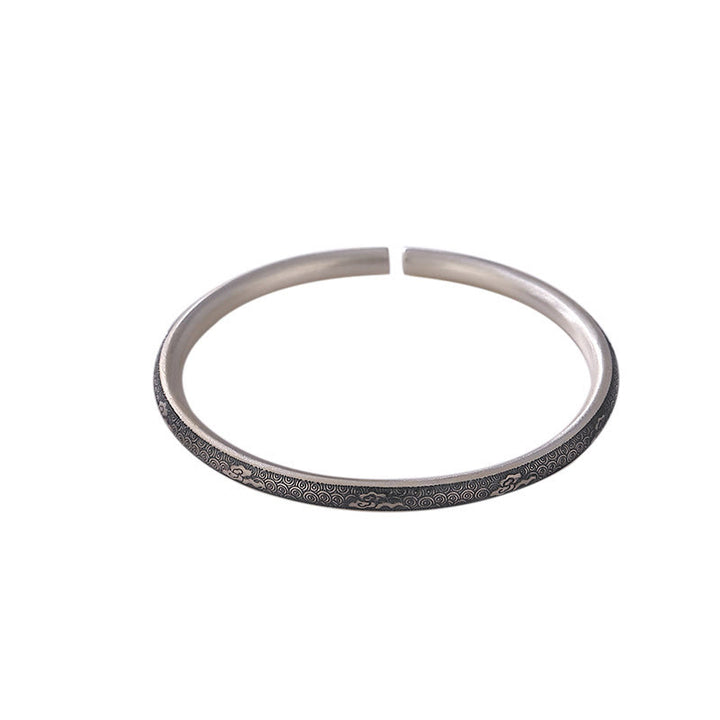 Buddha Stones Vintage 999 Sterling Silver Auspicious Clouds Design Luck Bracelet Bangle - image 8