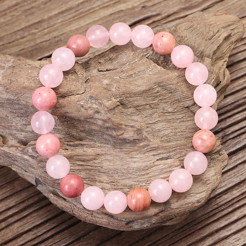108 Mala Beads Pink Crystal Love Tassel Bracelet - image 4