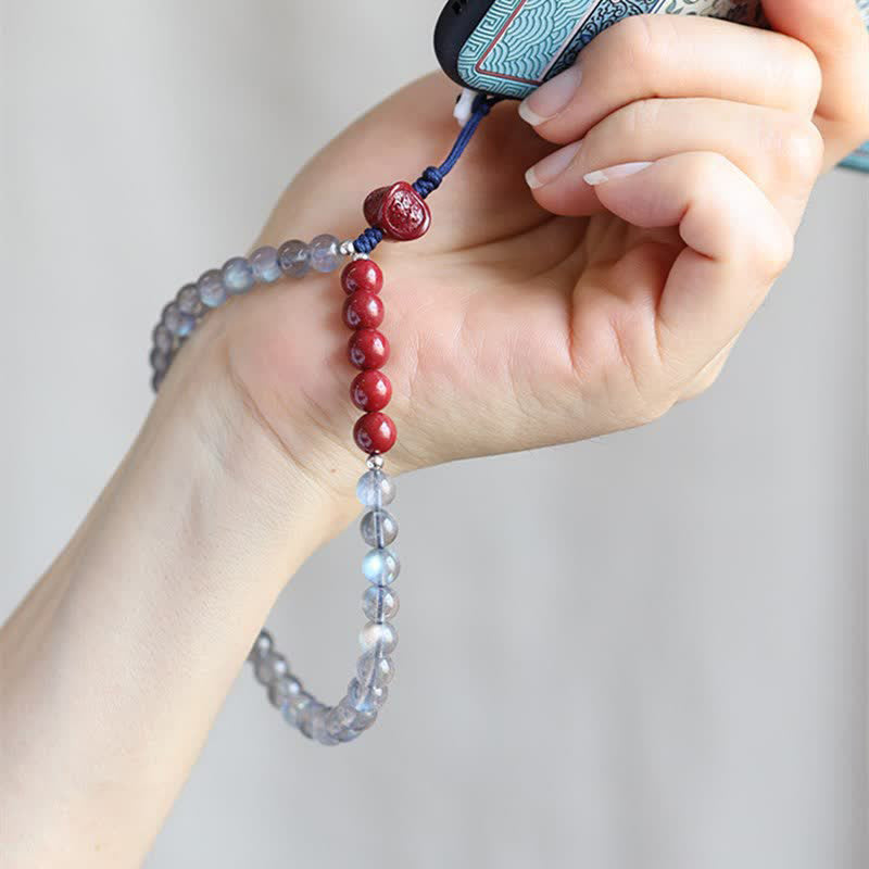 Natural Moonstone Cinnabar Calm Positive Phone Decoration - image 3