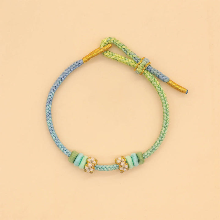 Buddha Stones Handmade Eight Thread Peace Knot Peach Blossom Knot Luck Rope Braided Bracelet - image 5
